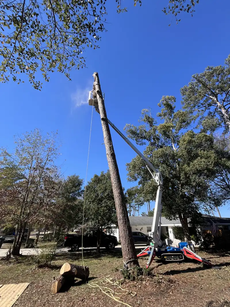 Lowering a trunk section beside a home